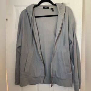 Theory Light Gray Waffle Knit Hoodie